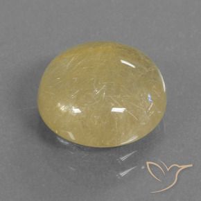 4.81 ct Yellow Rutile Quartz Stone, Natural Rutile Quartz in Round Cabochon Shape for Sale