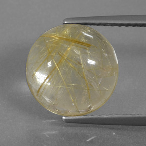 Warm Yellow Рутиловый Кварц Камень - 3.9ct Круглый Кабошон (ID: 443426)