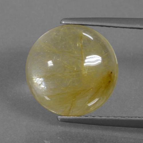 Light Yellow Rutile Quartz Gem - 4ct Round Cabochon (ID: 443427)