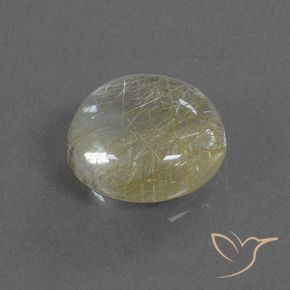 4.89 ct Golden Rutile Quartz Stone, Natural Rutile Quartz in Round Cabochon Shape for Sale