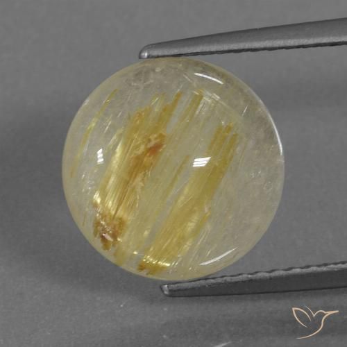 4.40ct Natural Earthy Yellow Rutile Quartz, Round, Transparent