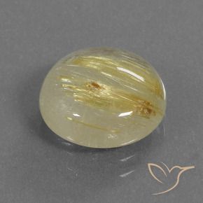 4.40 ct Yellow Rutile Quartz Stone, Natural Rutile Quartz in Round Cabochon Shape for Sale