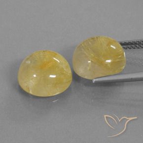 Rutile Quartz Gemstones in 11 mm (calibrated) Size for Sale, Rutile Quartz Stones in Pale Yellow Color