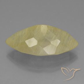 Rutile Quartz Gemstone in 25.5 x 13.1 mm Size for Sale, Rutile Quartz Stone in Very Light Dijon Yellow Color