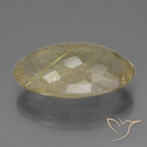 Rutile Quartz Gemstone in 24.5 x 14.5 mm Size for Sale, Rutile Quartz Stone in Light Yellow Color