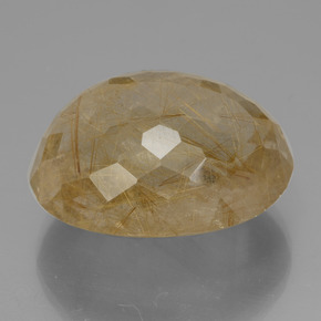Rutile Quartz Gemstone in 25.8 x 21 mm Size for Sale, Rutile Quartz Stone in Very Light Golden-Brown Color