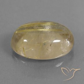 8.09 ct Yellow Rutile Quartz Stone, Natural Rutile Quartz in Oval Cabochon Shape for Sale