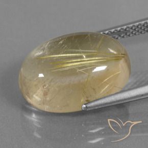 Rutile Quartz Gemstone in 15.1 x 11 mm Size for Sale, Rutile Quartz Stone in Earthy Yellow Color
