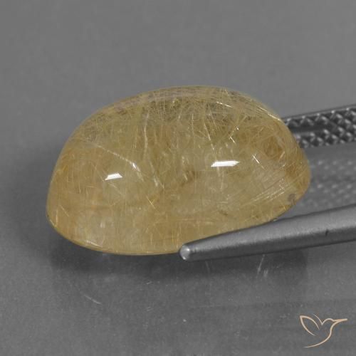 Rutile Quartz Gemstone in 14.7 x 11 mm Size for Sale, Rutile Quartz Stone in Very Light Golden-Brown Color