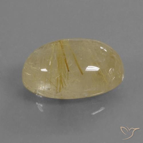 8.69 ct Golden Rutile Quartz Stone, Natural Rutile Quartz in Oval Cabochon Shape for Sale