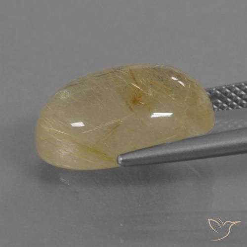 Rutile Quartz Gemstone in 15.2 x 11.1 mm Size for Sale, Rutile Quartz Stone in Very Light Golden-Brown Color