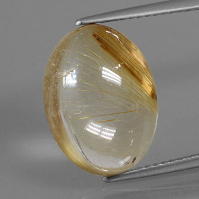 Medium Gold Rutile Quartz Gem - 9.3ct Oval Cabochon (ID: 446515)