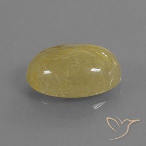 7.56 ct Golden Rutile Quartz Stone, Natural Rutile Quartz in Oval Cabochon Shape for Sale