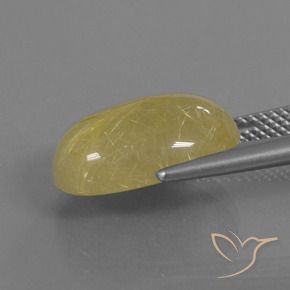 Rutile Quartz Gemstone in 15 x 10.9 mm Size for Sale, Rutile Quartz Stone in Yellowish Gold Color