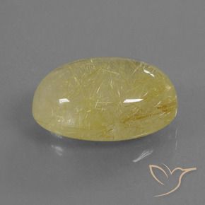 8.12 ct Yellow Rutile Quartz Stone, Natural Rutile Quartz in Oval Cabochon Shape for Sale
