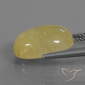 Rutile Quartz Gemstone in 15.1 x 11 mm Size for Sale, Rutile Quartz Stone in Warm Yellow Color