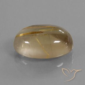 7.85 ct Golden Rutile Quartz Stone, Natural Rutile Quartz in Oval Cabochon Shape for Sale