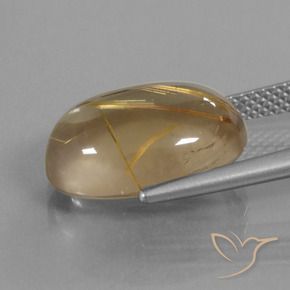 Rutile Quartz Gemstone in 15 x 10.8 mm Size for Sale, Rutile Quartz Stone in Very Light Golden-Brown Color
