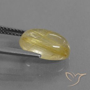 Rutile Quartz Gemstone in 12 x 8 mm (calibrated) Size for Sale, Rutile Quartz Stone in Earthy Yellow Color