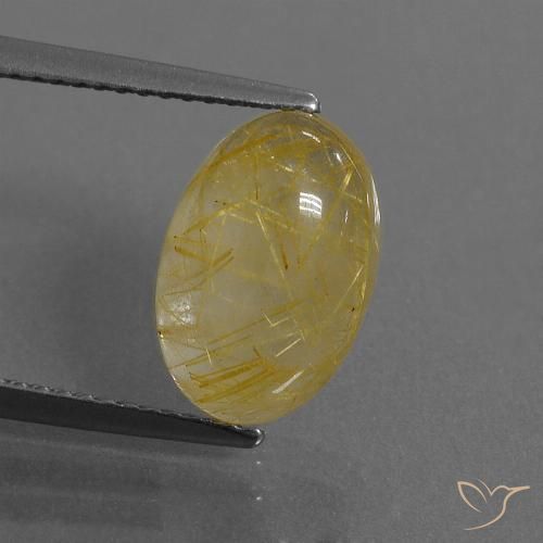 Dijon Yellow Rutile Quartz Gem - 3.9ct Oval Cabochon (ID: 446535)