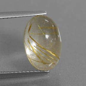 Very Light Golden-Brown Rutilquarz Edelstein - 4.8ct Oval Cabochon (ID: 446538)