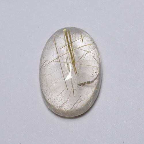 Colorless Rutile Quartz Gem - 4.2ct Oval Cabochon (ID: 446539)