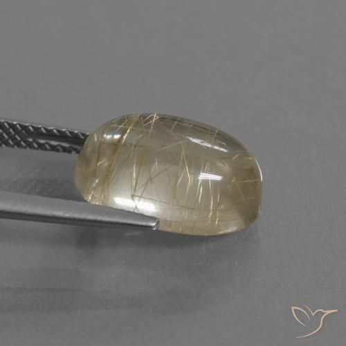 Rutile Quartz Gemstone in 13 x 9 mm (calibrated) Size for Sale, Rutile Quartz Stone in Pale Yellow Color