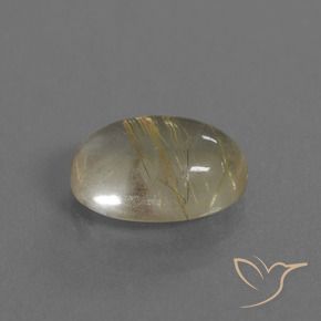 4.92 ct Yellow Rutile Quartz Stone, Natural Rutile Quartz in Oval Cabochon Shape for Sale