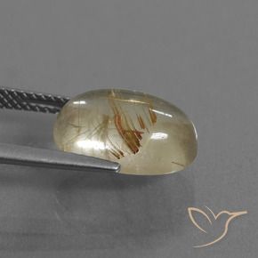 Rutile Quartz Gemstone in 13 x 9 mm (calibrated) Size for Sale, Rutile Quartz Stone in Light Yellow Color