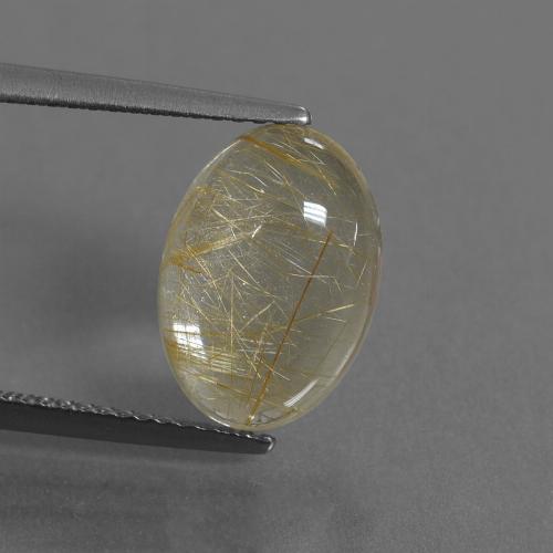 Earthy Yellow Рутиловый Кварц Камень - 4.1ct Овал Кабошон (ID: 446561)