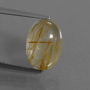 Very Light Golden-Brown Rutile Quartz Gem - 5.6ct Oval Cabochon (ID: 446563)