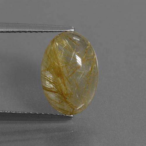 Very Light Golden-Brown Rutile Quartz Gem - 4.5ct Oval Cabochon (ID: 446564)