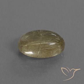 5.19 ct Golden Rutile Quartz Stone, Natural Rutile Quartz in Oval Cabochon Shape for Sale