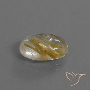 4.06 ct Golden Rutile Quartz Stone, Natural Rutile Quartz in Oval Cabochon Shape for Sale
