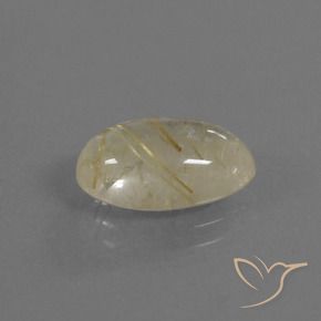 3.20 ct Yellow Rutile Quartz Stone, Natural Rutile Quartz in Oval Cabochon Shape for Sale