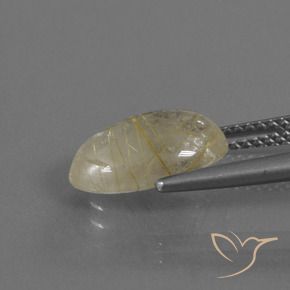 Rutile Quartz Gemstone in 12 x 8 mm (calibrated) Size for Sale, Rutile Quartz Stone in Light Yellow Color