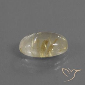 3.68 ct Yellow Rutile Quartz Stone, Natural Rutile Quartz in Oval Cabochon Shape for Sale