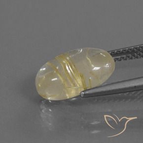 Rutile Quartz Gemstone in 12 x 8 mm (calibrated) Size for Sale, Rutile Quartz Stone in Light Yellow Color
