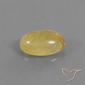 3.53 ct Yellow Rutile Quartz Stone, Natural Rutile Quartz in Oval Cabochon Shape for Sale