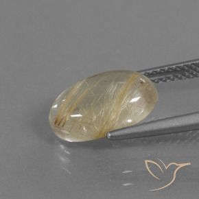 Rutile Quartz Gemstone in 12 x 8 mm (calibrated) Size for Sale, Rutile Quartz Stone in Light Yellow Color