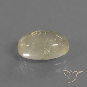 4.11 ct Yellow Rutile Quartz Stone, Natural Rutile Quartz in Oval Cabochon Shape for Sale