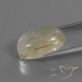 Rutile Quartz Gemstone in 12.3 x 8.3 mm Size for Sale, Rutile Quartz Stone in Light Yellow Color