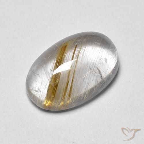 3.92 ct Yellow Rutile Quartz Stone, Natural Rutile Quartz in Oval Cabochon Shape for Sale