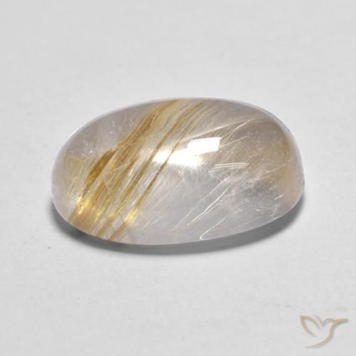 Rutile Quartz Gemstone in 12 x 8 mm (calibrated) Size for Sale, Rutile Quartz Stone in Earthy Yellow Color