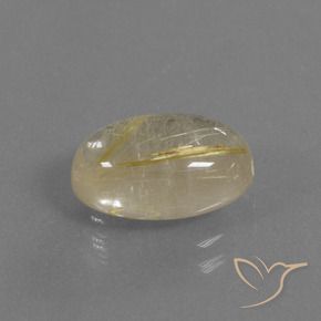 3.92 ct Yellow Rutile Quartz Stone, Natural Rutile Quartz in Oval Cabochon Shape for Sale