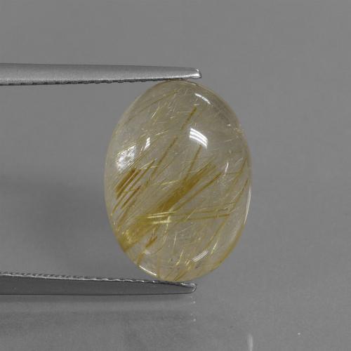Light Yellow Rutile Quartz Gem - 7.9ct Oval Cabochon (ID: 446608)
