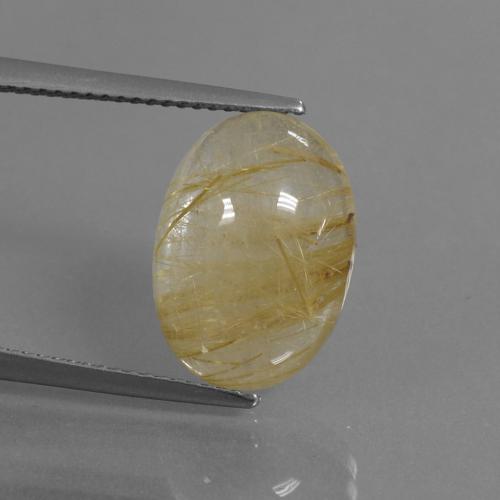 Светло-желтый Рутиловый Кварц Камень - 7.4ct Овал Кабошон (ID: 446609)