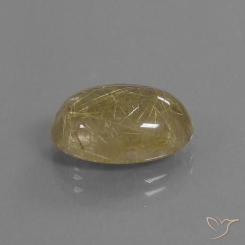 7.75 ct Yellow Rutile Quartz Stone, Natural Rutile Quartz in Oval Cabochon Shape for Sale