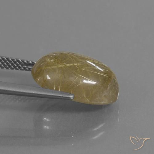 Rutile Quartz Gemstone in 15.2 x 11.1 mm Size for Sale, Rutile Quartz Stone in Earthy Yellow Color