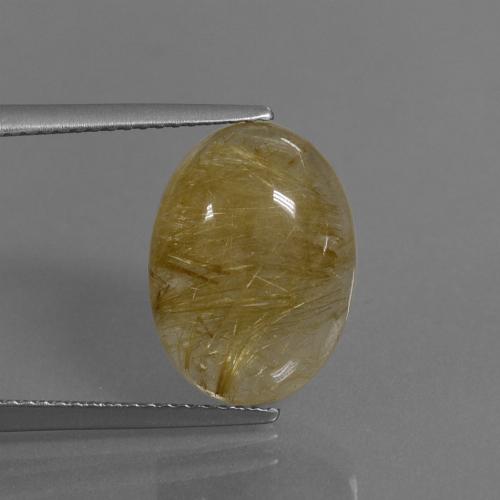 Medium Gold Rutile Quartz Gem - 7.4ct Oval Cabochon (ID: 446613)